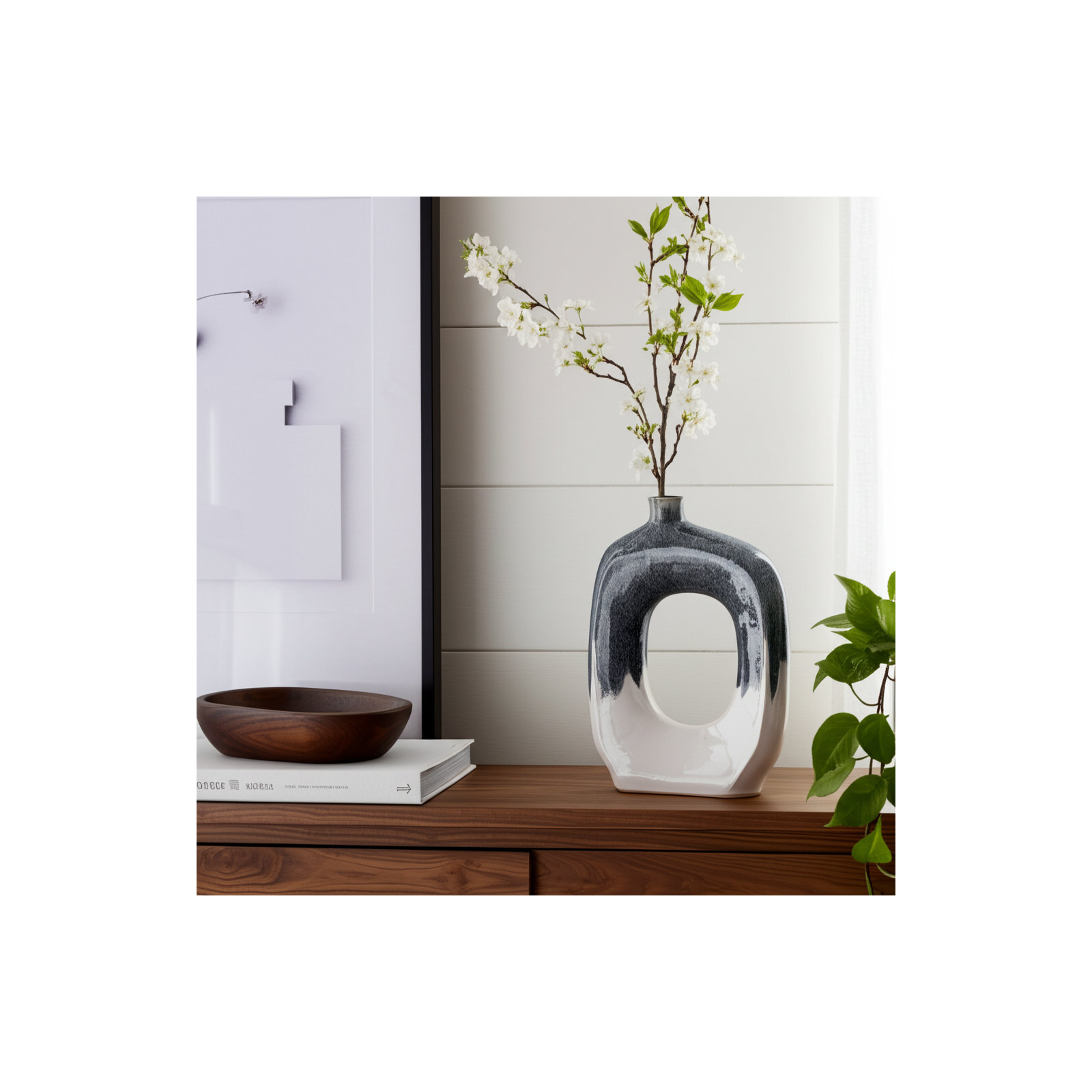 Ilariana Handmade Ceramic Table Vase, 15" H x 11" W x 3" D