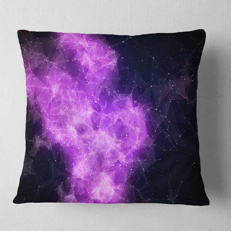 Nébuleuse Fractal Violet - coussin imprimé abstrait, 18 po x 18 po, Coussin décoratif