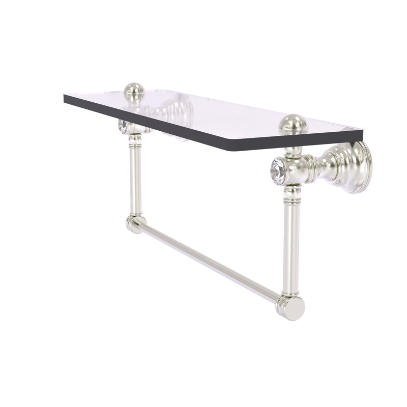 Tablette avec porte-serviettes Freyja, Nickel satiné, H 5,54 po x l 16 po x P 7 po