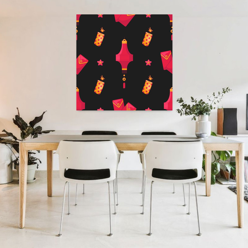 Motif de nouvel an lunaire, fleur traditionnelle, H 36 po x l 36 po