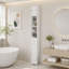 Meuble de rangement de salle de bain haut et étroit, 180 cm (71 po), autoportant, avec 1 tiroir, 2 portes et 4 étagères réglables, blanc