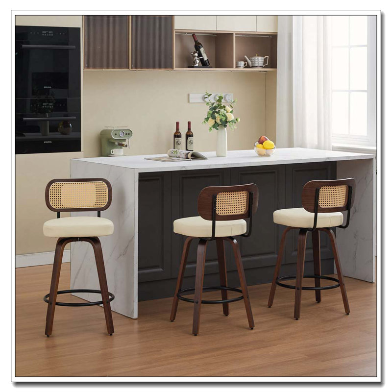 Tabourets de bar pivotants à hauteur de comptoir pour îlot / cuisine / comptoir / bar, Beige