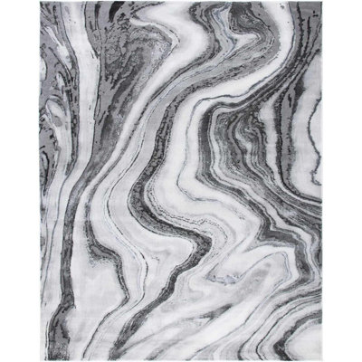 Charniqua Marble Swirl Design Grey/Black Area Rug