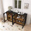 Armoire arquée avec portes en verre et tablettes réglables-398550029