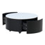 Table basse ronde moderne mobile avec roulettes, 2 tiroirs, plateau en pierre frittée à motif de marbre, noir, 29,5 po-1043721734
