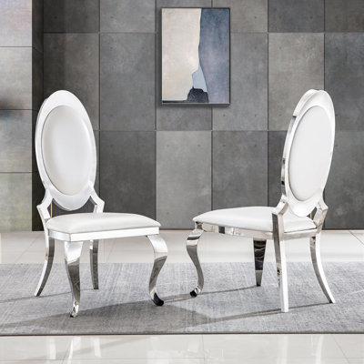 Ieso 18.9 " H Faux Leather Upholstered Stainless Steel Parsons Chair