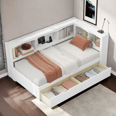 Daybed With Two Storage Drawers, 5 Built-in Cabinets And Usb Ports by Red Barrel Studio