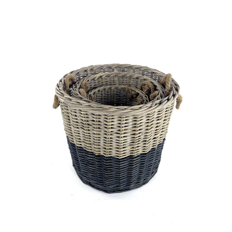 Ensemble 3 pièces de panier à en rotin