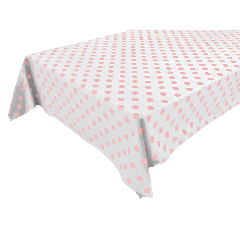 Polka Dots Print Tablecloths, 84" L x 58" W, Pink/White