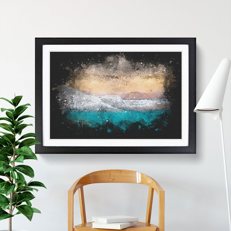 Walking upon a Beach in Corfu Greece - Picture Frame Graphic Art Print, Black Framed, 33cm H x 45cm W x 2cm D