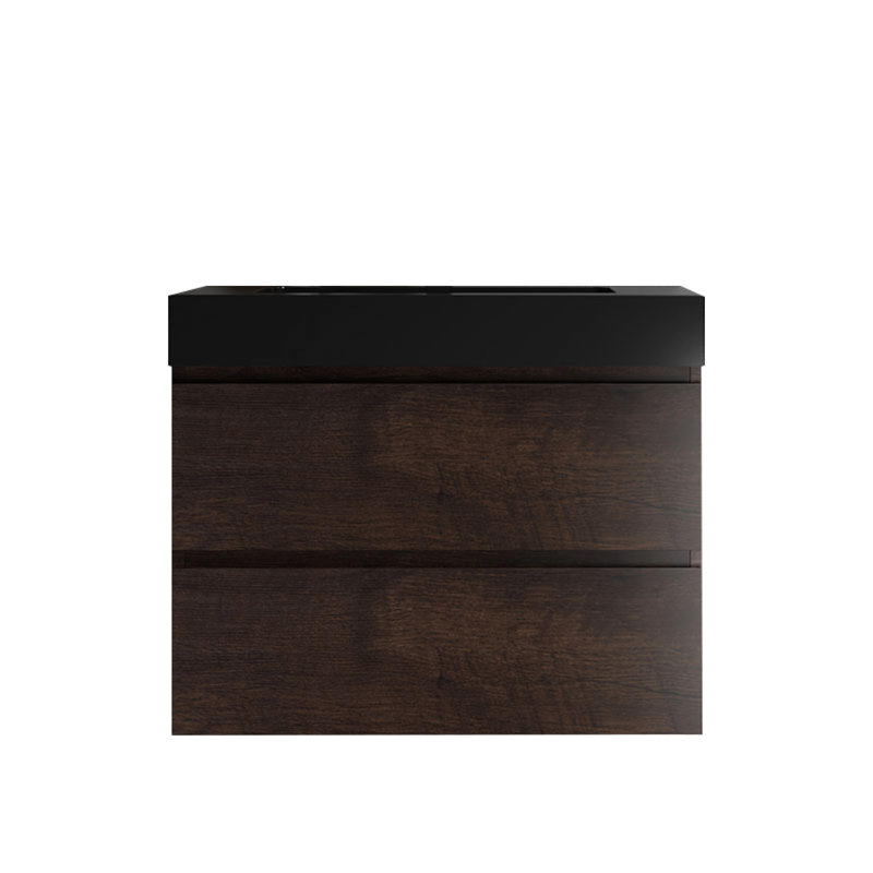 Lavabo intégré moderne en quartz noir mat avec trop-plein pour salle de bain d'ingénierie mat, 30"