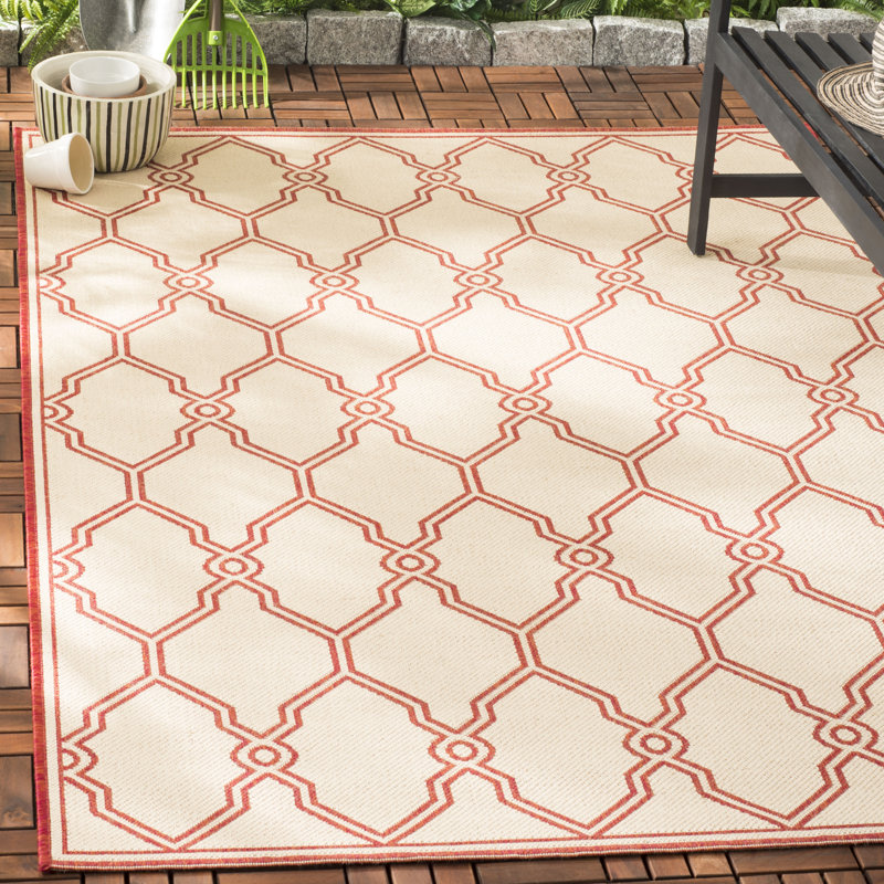Duren Geometric Hand Woven Indoor / Outdoor Area Rug, Rectangle 155 x 229 cm