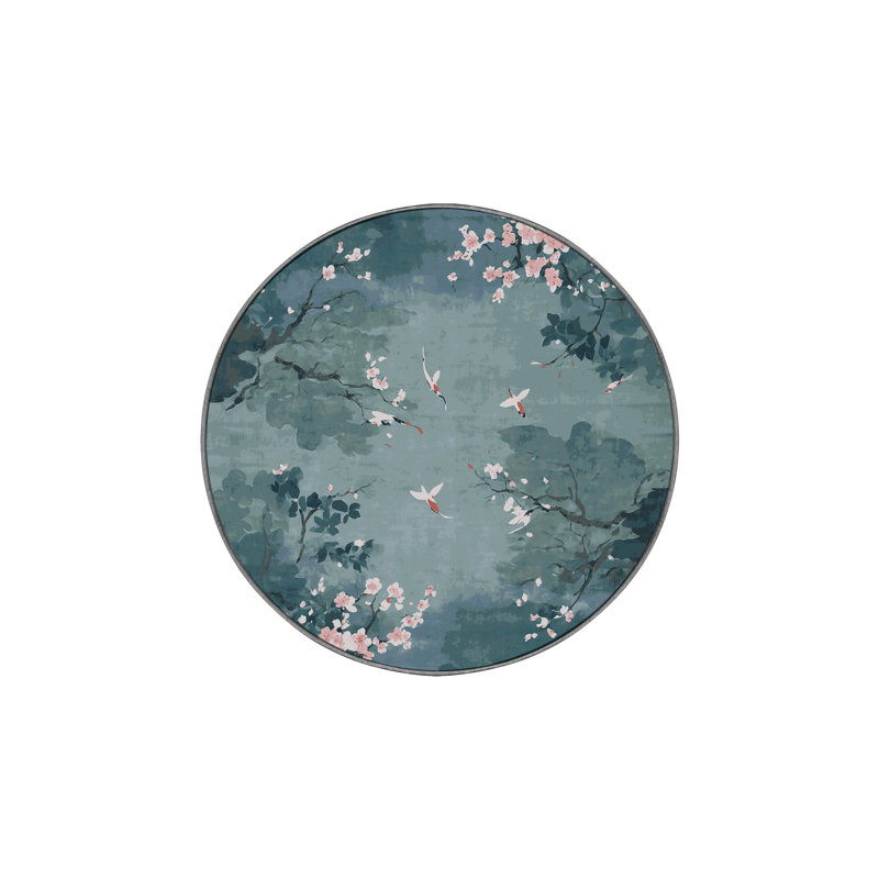 Tapis vert soyeux et moelleux, Rond 7 pi