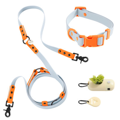 Luna 8FT Adjustable 6-in-1 Waterproof Hands-Free Leash and Collar with LED Flashlight