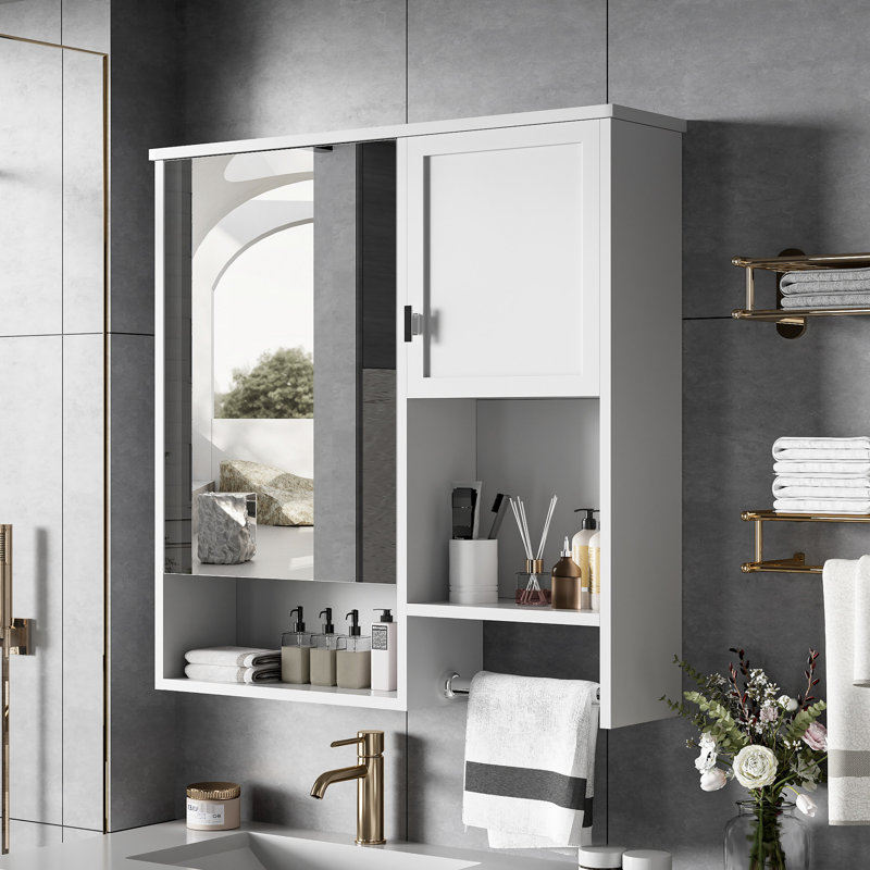 Luminaire de salle de bain mural moderne - Améliore le décor de l'armoire à miroir avec tablettes de rangement personnalisables
