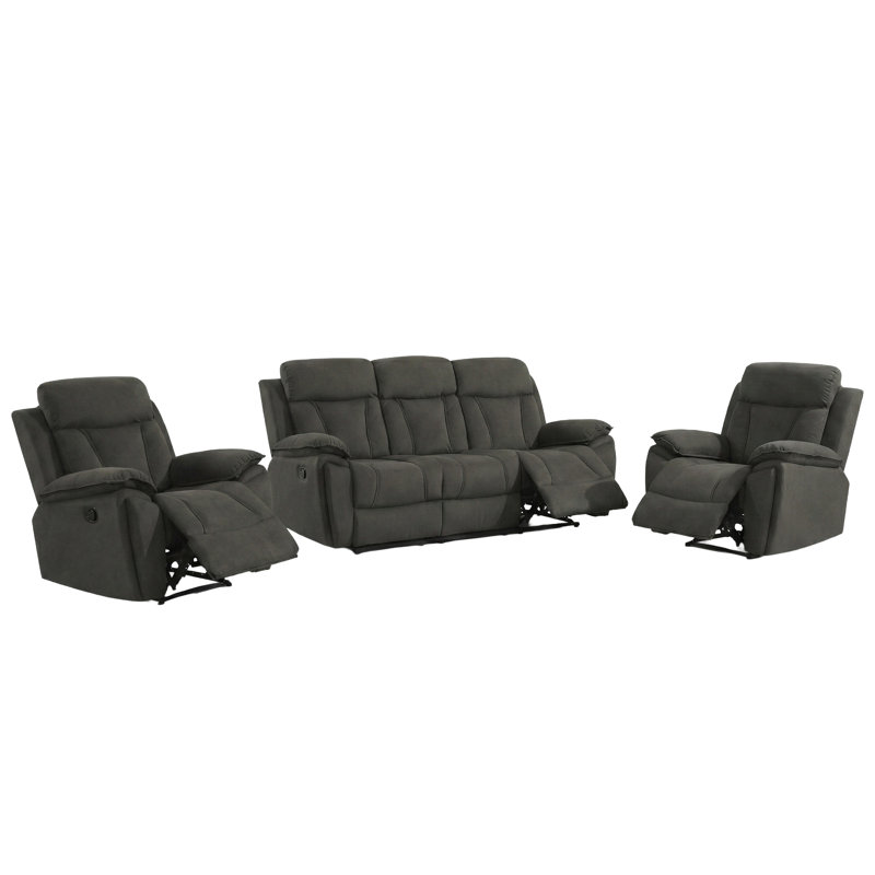 Tairi 3 Piece Reclining Sofa Set, Chocolate