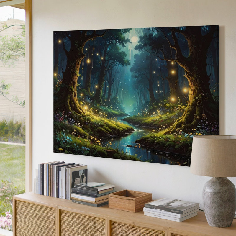 Toile d'art mural avec toile de forêt magique, H 30 po x l 40 po