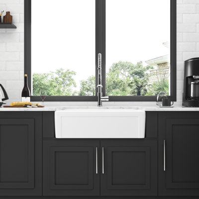 30 Inch White Ceramic Sink - Apron Reversible Single Bowl And Attractive Decoration Style