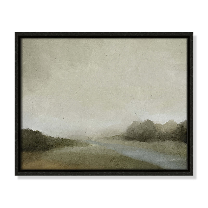 Vanora "Lovers Creek" Watercolor Floater Frame Painting , 12.5" H x 15.5" W, Espresso