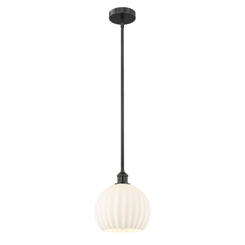 Luminaire suspendu 12 po Edison White Venetian, H 11,25 po x l 10 po x P 10 po, Noir mat
