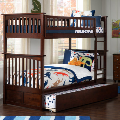 Blaisdell Solid Wood Standard Ladder Bunk Bed with Roll Out Trundle