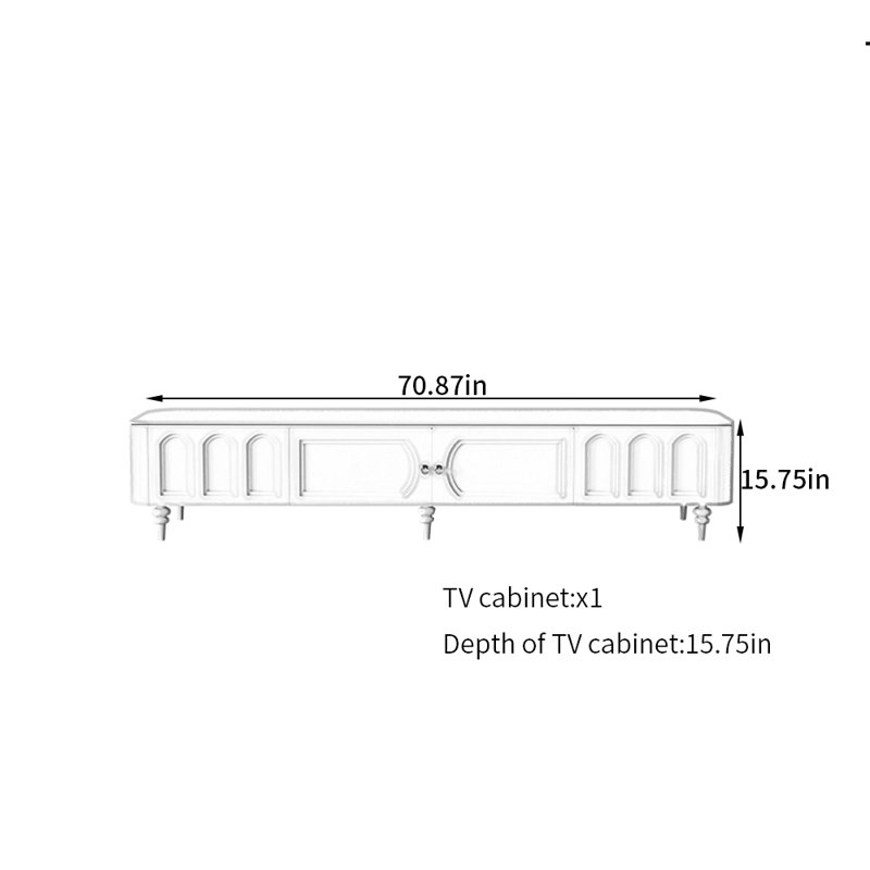 Meuble télé de style français rétro, 70.87''