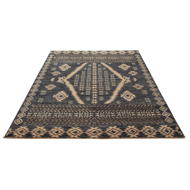 Tapis bleu marine noué à la main unique 9 pi 2 po x 11 pi 10 po Jules Serapi