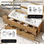 Meuble-lavabo mural double vasque de 150,6 cm (59,3 pouces) avec comptoir en SMC, armoire en MDF mélaminé à grain de bois et tiroirs à fermeture douce