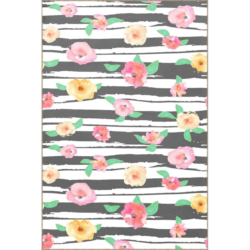 Tapis décoratif à fleurs mélangées, Rectangle 3 pi 4 po x 5 pi