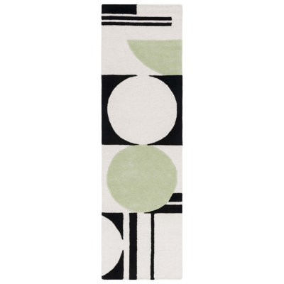 Felipe Green Black White Hand-Tufted Wool Rug
