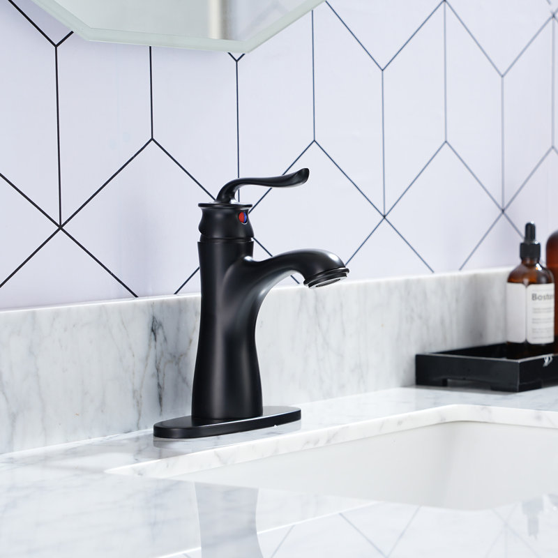 Single-Hole Single-handle Bathroom Faucet with Drain Assembly, Matte Black