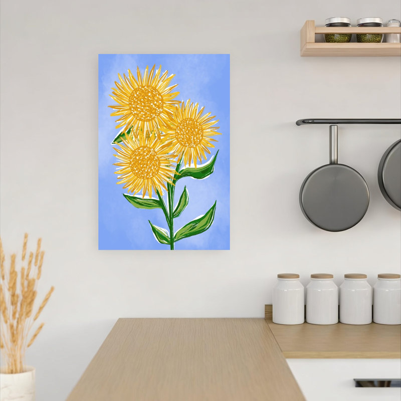 Sunny Sunflowers Abstract Sunflower Flower Nature Wall Art Print by Martina - Wrapped Canvas Print, 45.72cm H x 30.48cm W