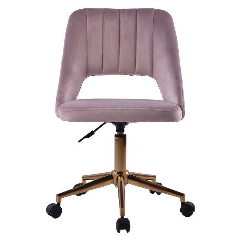 Maya Swivel Vanity Chair with 360 Degree Rotation Modern Makeup Desk Seat with Adjustable Height, Pink