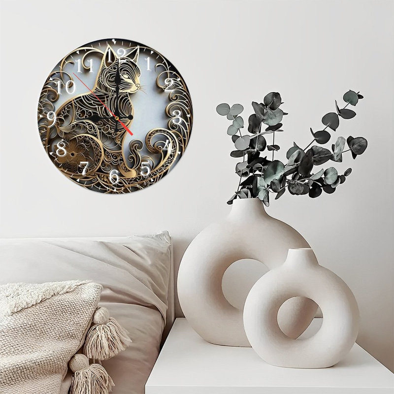 Horloge murale en bois 10 po, mouvement silencieux, à piles (piles AA non incluses), décor artistique, parfait pour les décorations