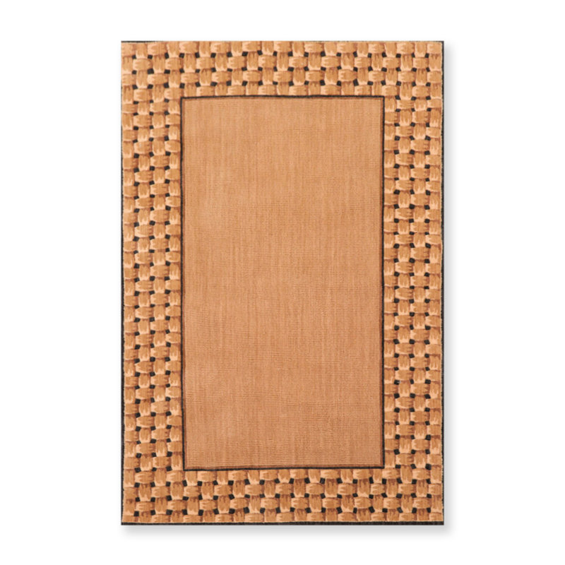 Tapis brun clair en laine crocheté Tiemann