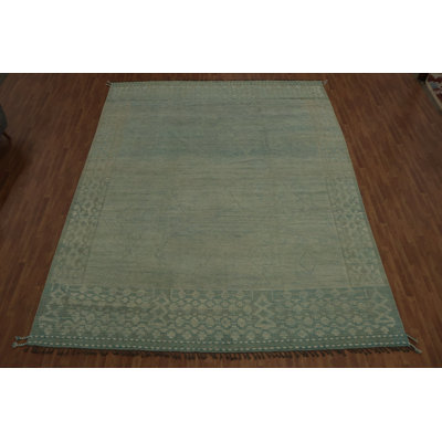 Green & Blue Moroccan Large Rug 12x16 Featuring Intricate Textured Patterns