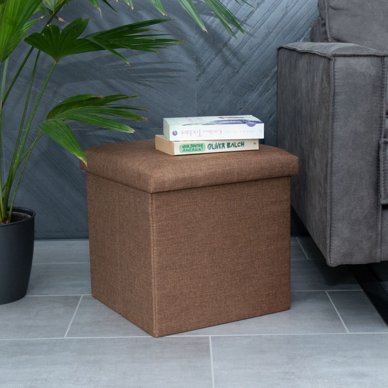 Einar 38cm Wide Square Solid Colour Ottoman with Storage, Brown
