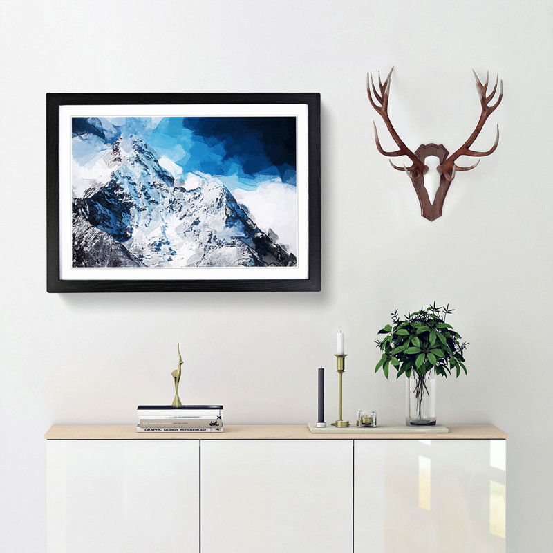 Mount Everest in Abstract - Picture Frame Graphic Art Print, 36cm H x 48cm W x 2cm D, Black Framed