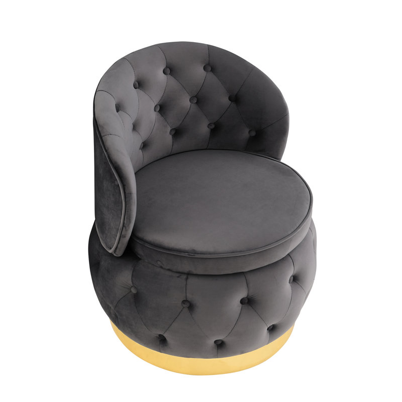Fauteuil pivotant en velours Fluffy 360 degrés pour chambre à coucher - Zone de confort avec rangement rond et confortable