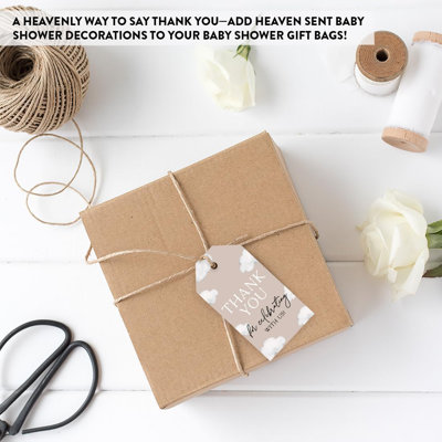 On Cloud Nine Baby Shower Decorations, Neutral Thank You for Celebrating with Us Tags with String, 20 Pack