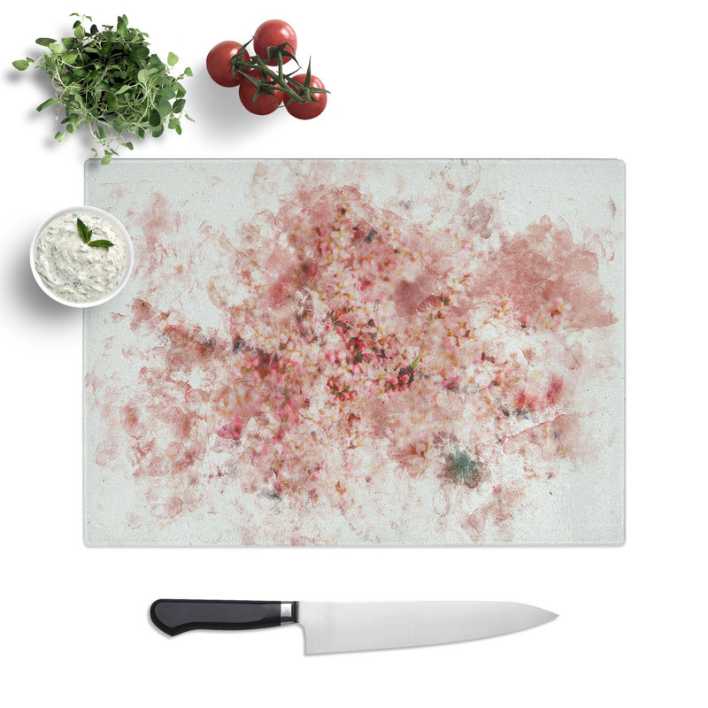 Tempered Glass Cherry Blossom Chopping Board, 28.5 cm x 39 cm