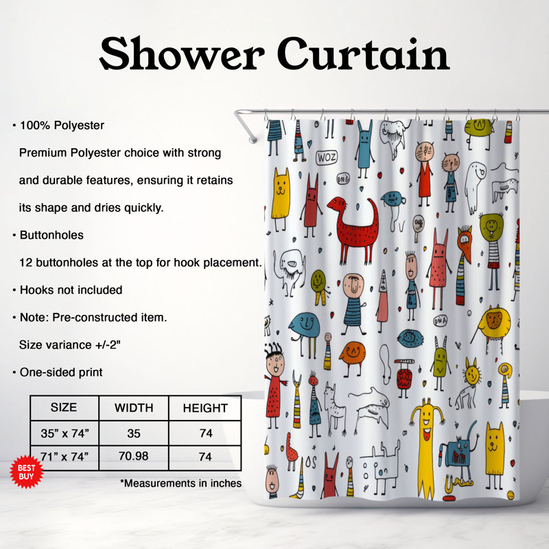 Rideaux de douche de qualité supérieure, H 74 po x l 71 po