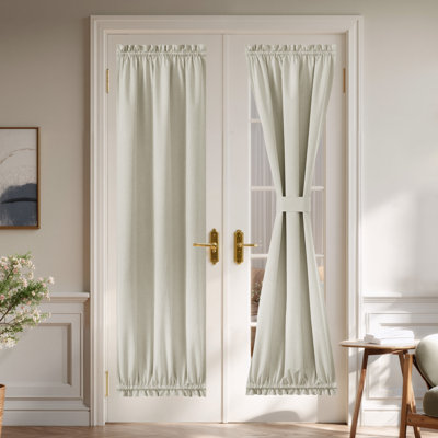  100% Blackout Door Curtain for French Front Door, Privacy Linen Thermal Insulated Window Treament Shade for Bedroom, Window Covering, 1 Panel
