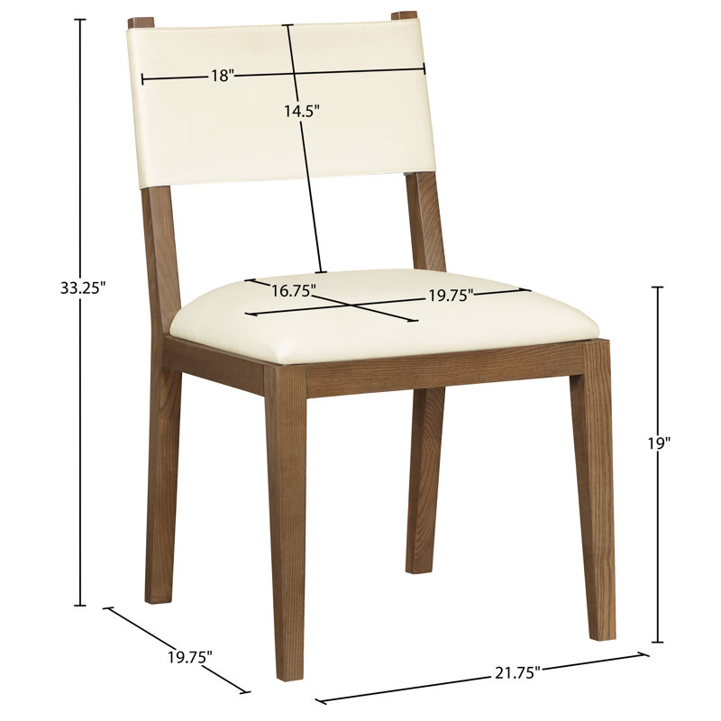 Chaise d'appoint de salle à manger Vina, Noyer teinté, Cuir crème végétalien