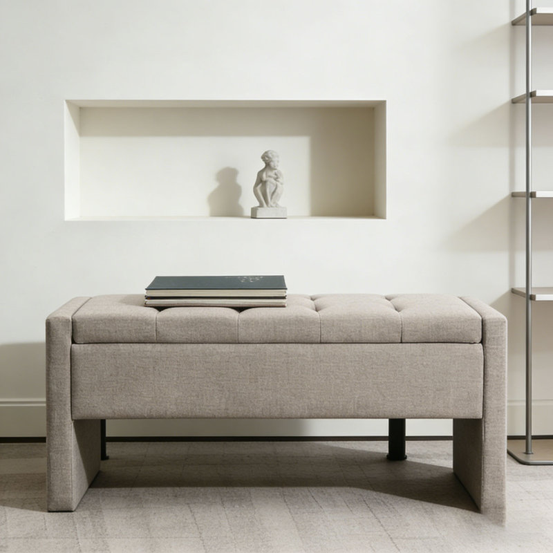 Modern Bed End Bench with Storage, Brun / gris