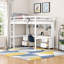 Lit mezzanine double pleine grandeur avec bureau, armoires de rangement, station de charge et tiroirs en gris - Une merveille pour la vie moderne-1262647658