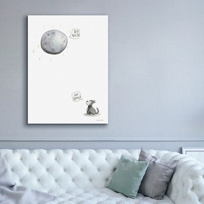 'Wolf And The Moon' by Rachel Nieman Canvas Wall Art
