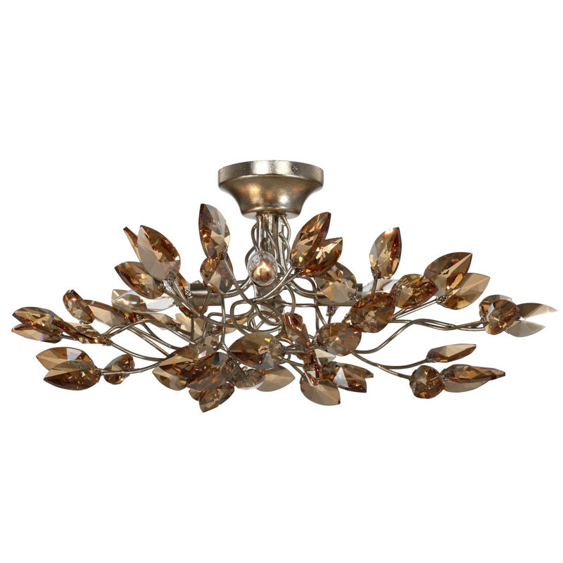 Bosley Semi Flush Mount, Silver Leaf with Antique Gold