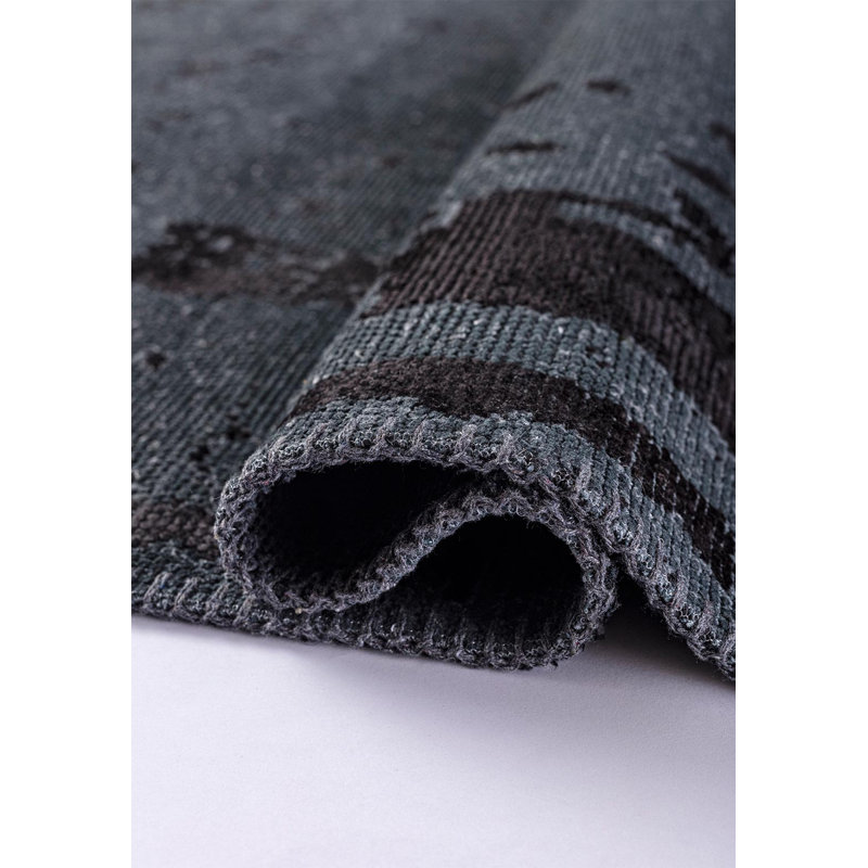 Rapture Abstract Area Rug in Black, Rectangle 6'7" x 8'3"