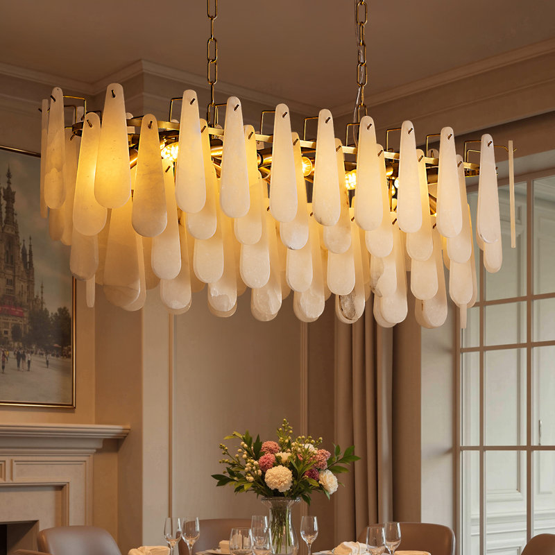 Lustre linéaire en albâtre 40 "ciselé à la main 40"
